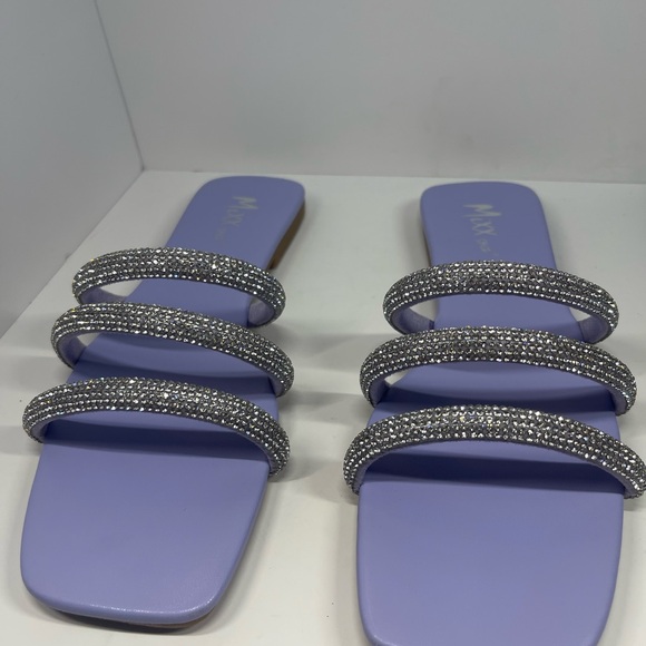 Strappy Rhinestone Lavender Purple Square Toe Women’s Sandals Size 9 New - Picture 4 of 13